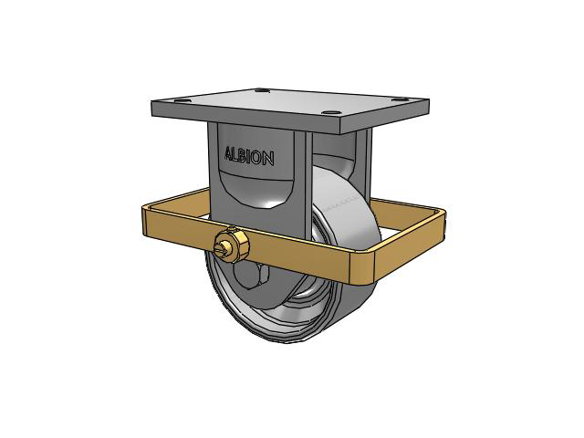 94 Series TRL Top Plate Rigid Caster with 6 x 3 Grey Enamel CA - Cast Iron Wheel and Wrap Around Brake