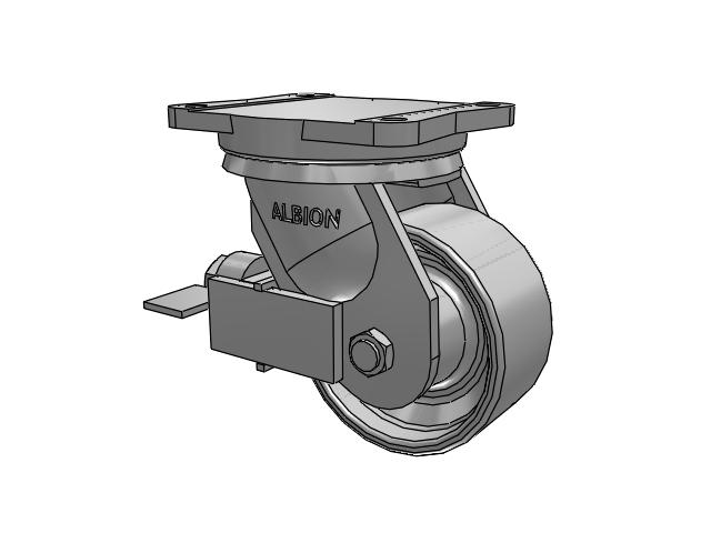 94 Series BBL Caster with 6 x 3 Grey Enamel CA - Cast Iron Wheel