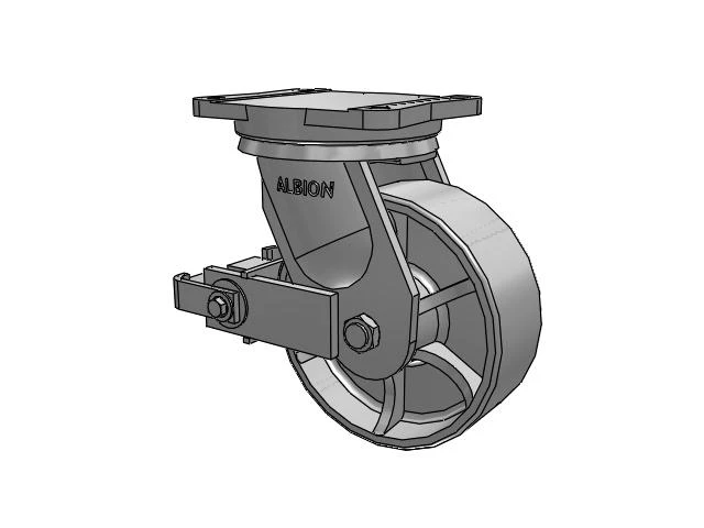 94 Series BBL Caster with 8 x 3 Grey Enamel CA - Cast Iron Wheel
