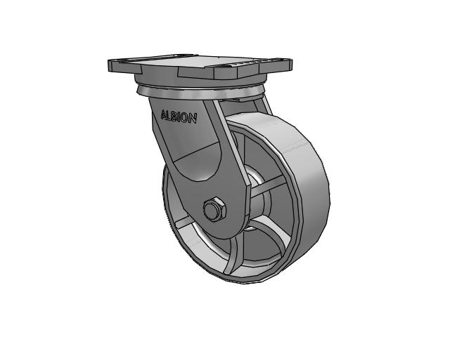 94 Series TRL Top Plate Swivel Caster with 8 x 3 Grey Enamel CA - Cast Iron Wheel