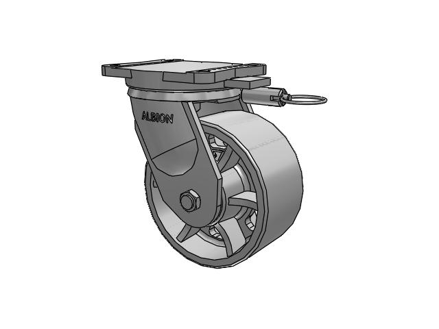 94 Series BBL Caster with 8 x 4 Grey Enamel CA - Cast Iron Wheel