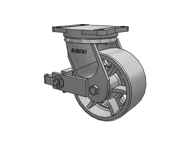 94 Series BBL Caster with 8 x 4 Grey Enamel CA - Cast Iron Wheel