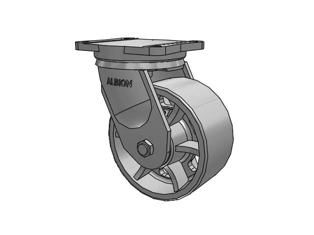 94 Series TRL Top Plate Swivel Caster with 8 x 4 Grey Enamel CA - Cast Iron Wheel