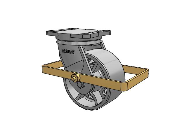 94 Series TRL Top Plate Swivel Caster with 8 x 4 Grey Enamel CA - Cast Iron Wheel and Wrap Around Brake