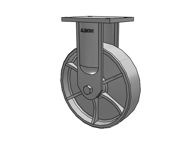 94 Series TRL Top Plate Rigid Caster with 12 x 3 Grey Enamel CA - Cast Iron Wheel
