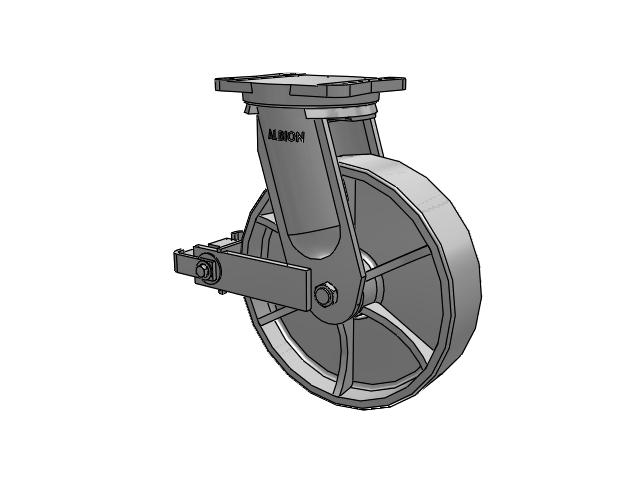 94 Series BBL Caster with 12 x 3 Grey Enamel CA - Cast Iron Wheel