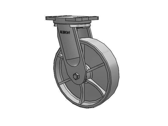 94 Series TRL Top Plate Swivel Caster with 12 x 3 Grey Enamel CA - Cast Iron Wheel