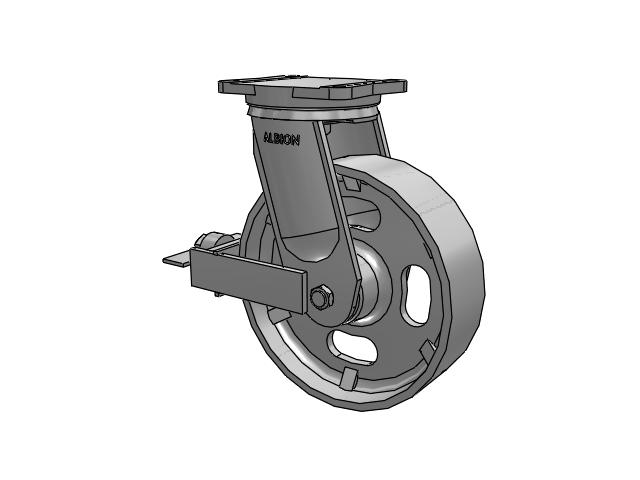 94 Series BBL Caster with 12 x 3.5 Grey Enamel CA - Cast Iron Wheel