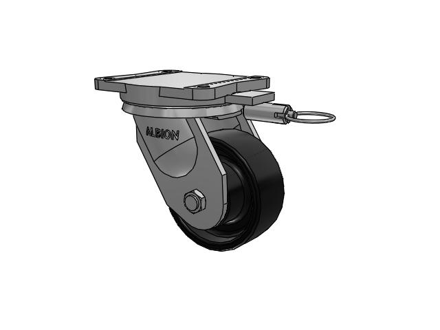 94 Series TRL Top Plate Swivel Caster with 6 x 2.5 Black Paint FR - Ductile Iron Crowned Tread Wheel