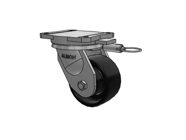 94 Series BBL Caster with 6 x 3 Black Paint FR - Ductile Iron Crowned Tread Wheel