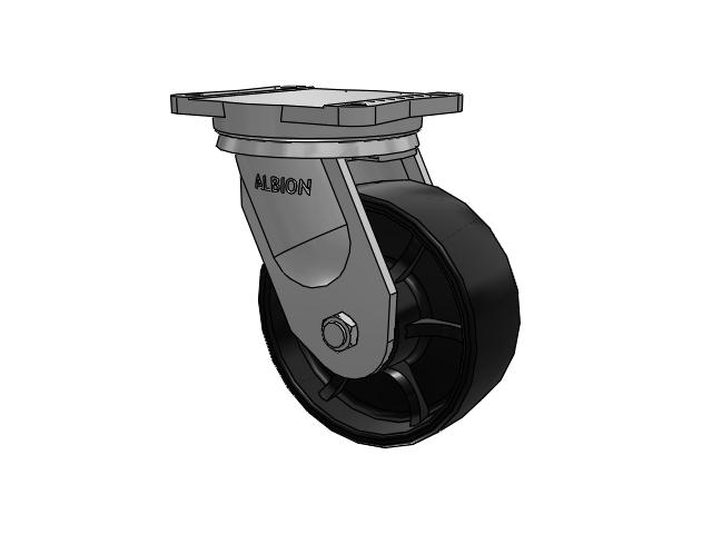 94 Series BBL Caster with 8 x 3 Black Paint FR - Ductile Iron Crowned Tread Wheel