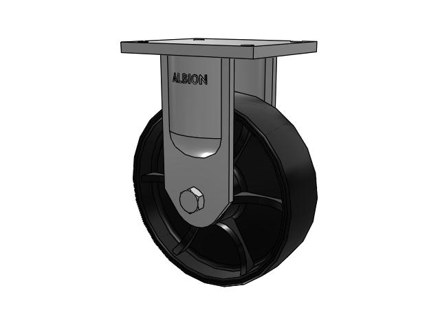 94 Series BBL Caster with 10 x 3 Black Paint FR - Ductile Iron Crowned Tread Wheel