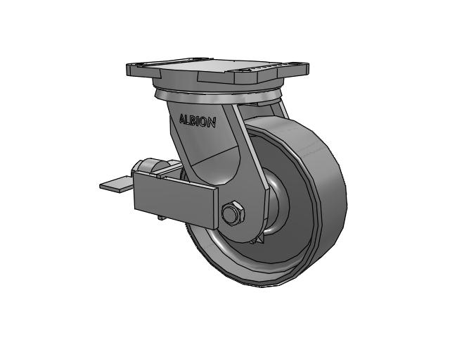 94 Series TRL Top Plate Swivel Caster with 8 x 3 Clear Coat Enamel FS - Drop-Forged Steel Wheel and Face Brake