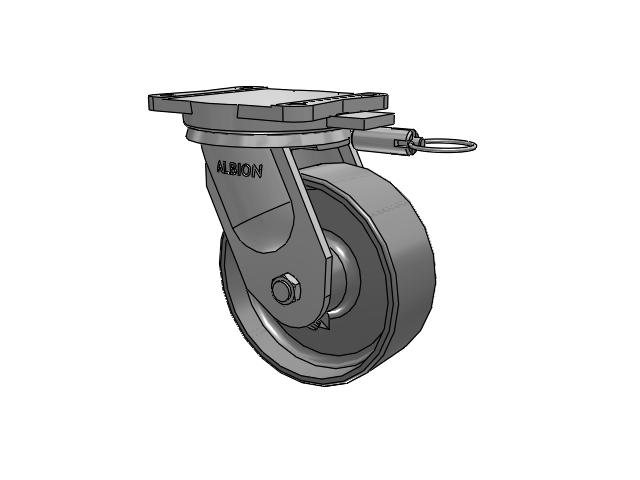 94 Series TRL Top Plate Swivel Caster with 8 x 3 Clear Coat Enamel FS - Drop-Forged Steel Wheel