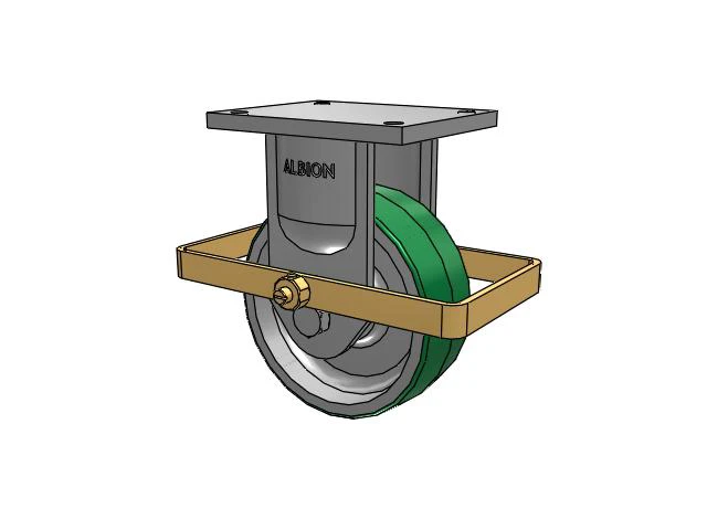94 Series TRL Top Plate Rigid Caster with 8 x 3 Green Tread on Aluminum Core PD - Polyurethane (Aluminum Core) Wheel and Wrap Around Brake