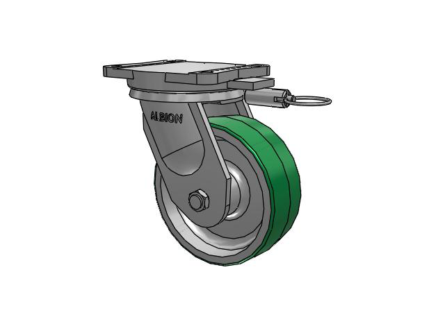 94 Series BBL Caster with 8 x 3 Green Tread on Aluminum Core PD - Polyurethane (Aluminum Core) Wheel