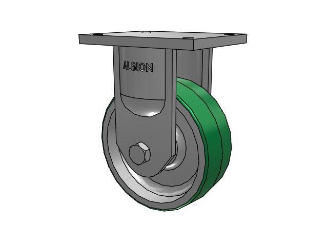 94 Series TRL Top Plate Rigid Caster with 8 x 3 Green Tread on Aluminum Core PD - Polyurethane (Aluminum Core) Wheel
