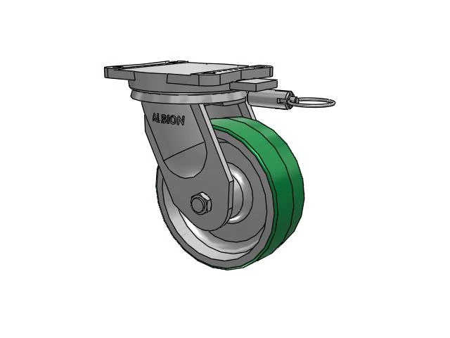 94 Series BBL Caster with 8 x 3 Green Tread on Aluminum Core PD - Polyurethane (Aluminum Core) Wheel