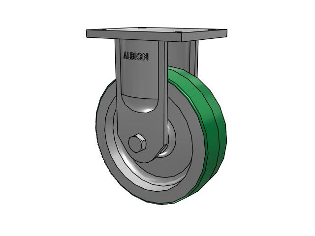 94 Series BBL Caster with 10 x 3 Green Tread on Aluminum Core PD - Polyurethane (Aluminum Core) Wheel