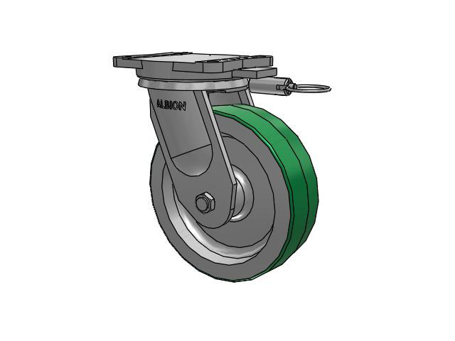 94 Series BBL Caster with 10 x 3 Green Tread on Aluminum Core PD - Polyurethane (Aluminum Core) Wheel