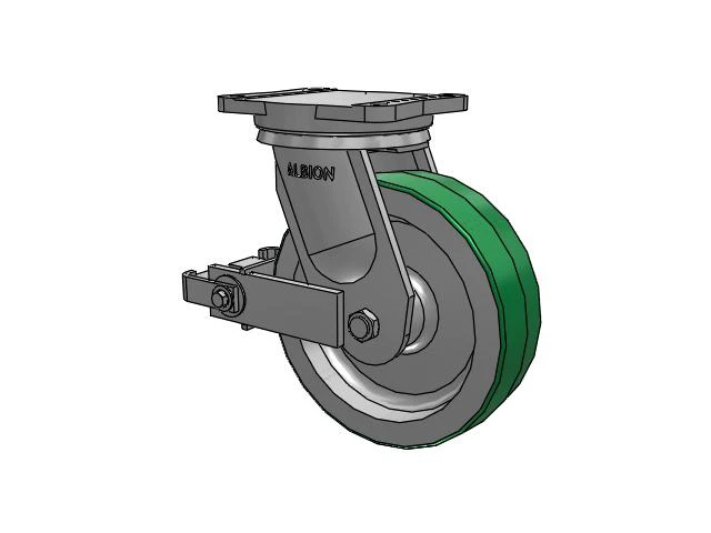 94 Series BBL Caster with 10 x 3 Green Tread on Aluminum Core PD - Polyurethane (Aluminum Core) Wheel