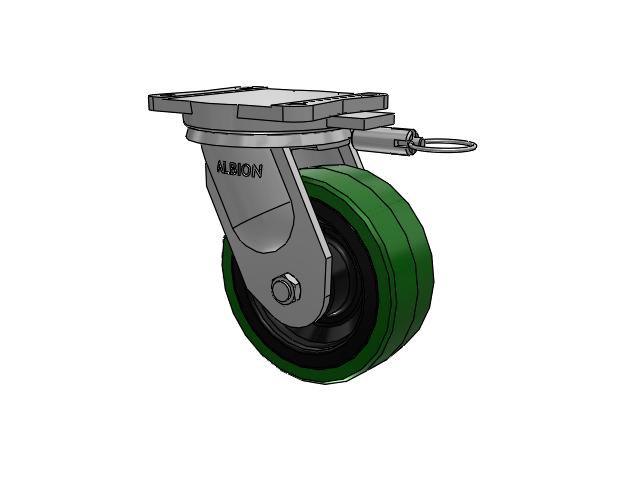 94 Series BBL Caster with 8 x 3 Green Tread on Black Cast Iron Core PX - Thick Polyurethane (Cast Iron Core) Wheel