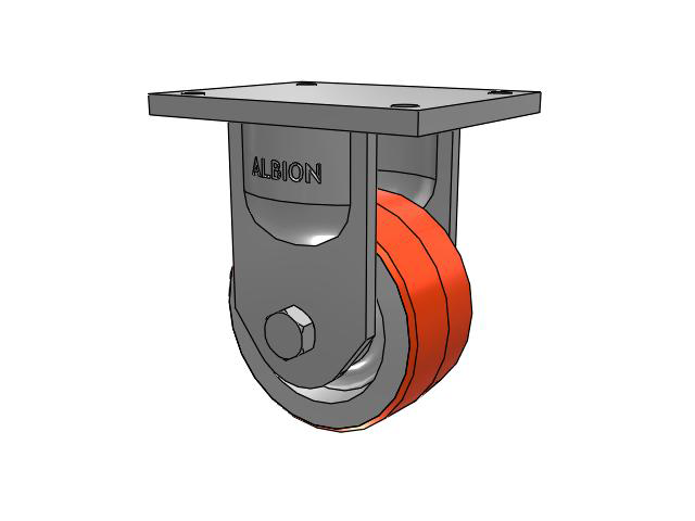 94 Series TRL Top Plate Rigid Caster with 6 x 3 Red-Orange Tread on Cast Iron Core PY - Polyurethane (Cast Iron Core) Wheel