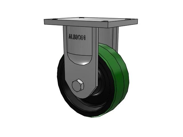 94 Series BBL Caster with 8 x 3 Green Tread on Black Cast Iron Core PY - Polyurethane (Cast Iron Core) Wheel