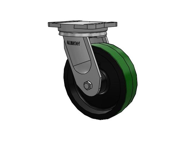 94 Series BBL Caster with 10 x 3 Green Tread on Black Cast Iron Core PY - Polyurethane (Cast Iron Core) Wheel