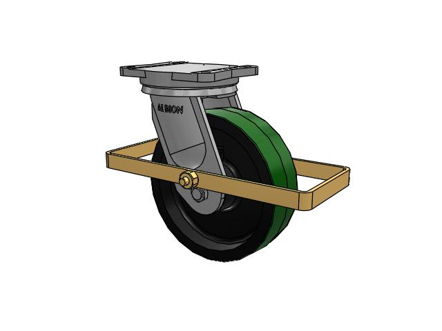 94 Series BBL Caster with 10 x 3 Green Tread on Black Cast Iron Core PY - Polyurethane (Cast Iron Core) Wheel