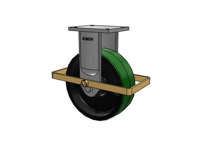 94 Series TRL Top Plate Rigid Caster with 12 x 4 Green Tread on Black Cast Iron Core PY - Polyurethane (Cast Iron Core) Wheel and Wrap Around Brake