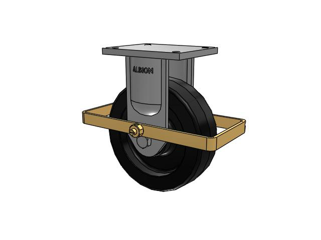 94 Series TRL Top Plate Rigid Caster with 10 x 3 Black Phenolic Resin TM - Phenolic Wheel and Wrap Around Brake