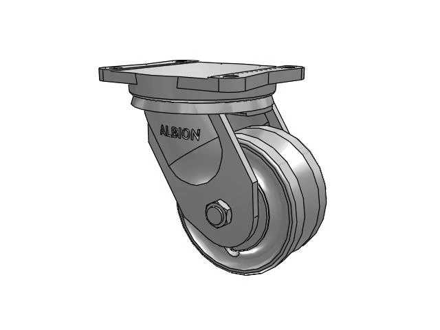 94 Series TRL Top Plate Swivel Caster with 6 x 3 Clear Coat Enamel VF - Drop-Forged Steel V-Groove Wheel