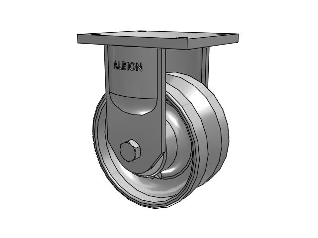 94 Series TRL Top Plate Rigid Caster with 8 x 4 Clear Coat Enamel VF - Drop-Forged Steel V-Groove Wheel
