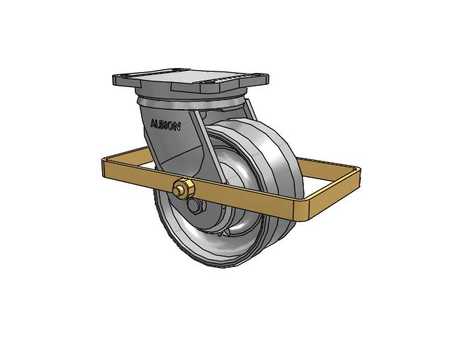 94 Series TRL Top Plate Swivel Caster with 8 x 4 Clear Coat Enamel VF - Drop-Forged Steel V-Groove Wheel and Wrap Around Brake