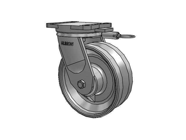 94 Series TRL Top Plate Swivel Caster with 10 x 4 Clear Coat Enamel VF - Drop-Forged Steel V-Groove Wheel