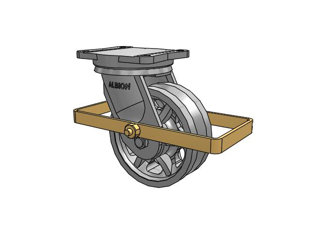 94 Series TRL Top Plate Swivel Caster with 8 x 3 Silver Enamel Paint VL - Cast Iron V-Groove Wheel and Wrap Around Brake