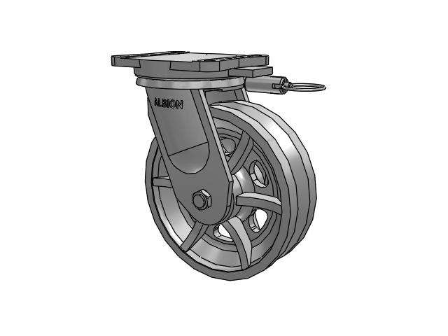94 Series TRL Top Plate Swivel Caster with 10 x 3 Silver Enamel Paint VL - Cast Iron V-Groove Wheel