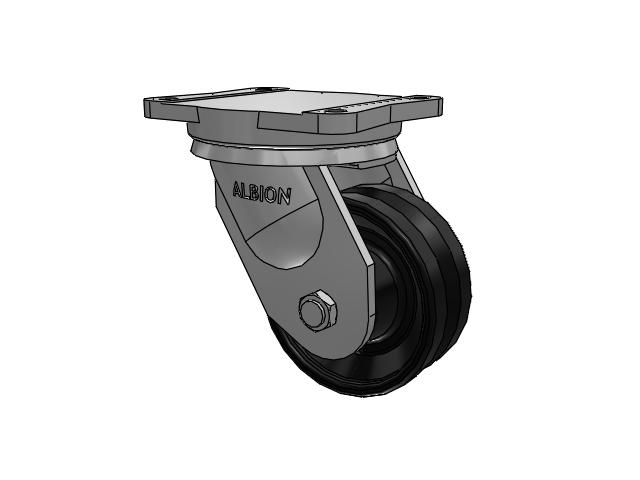 94 Series BBL Caster with 6 x 2.5 Flat Black Paint VM - Ductile V-Groove Wheel