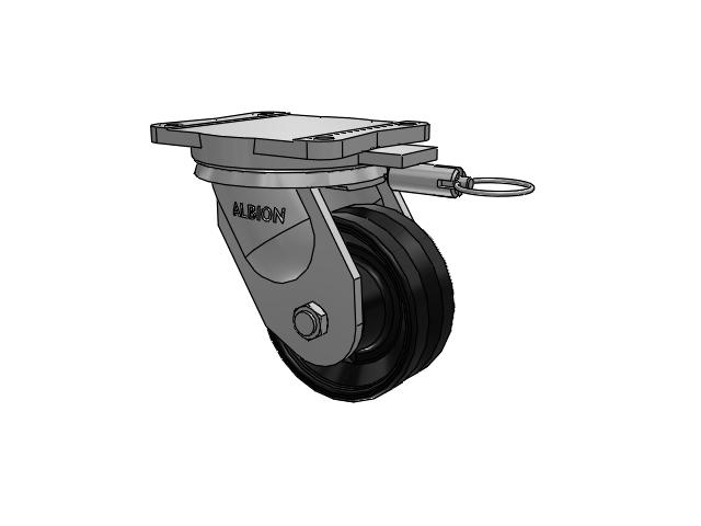 94 Series TRL Top Plate Swivel Caster with 6 x 2.5 Flat Black Paint VM - Ductile V-Groove Wheel