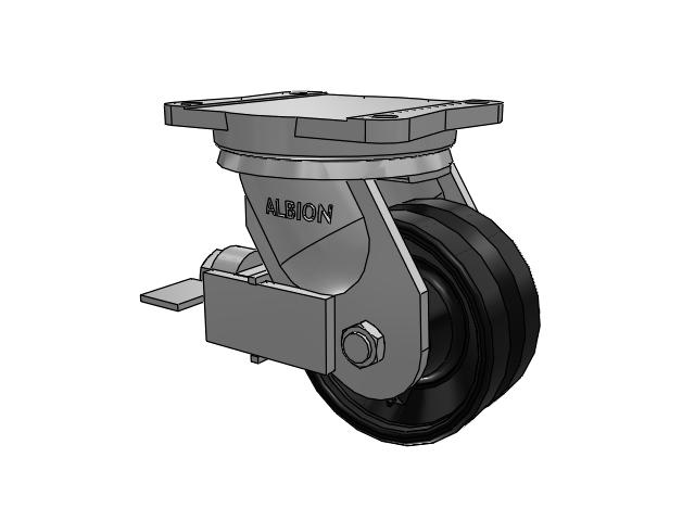 94 Series BBL Caster with 6 x 3 Flat Black Paint VM - Ductile V-Groove Wheel