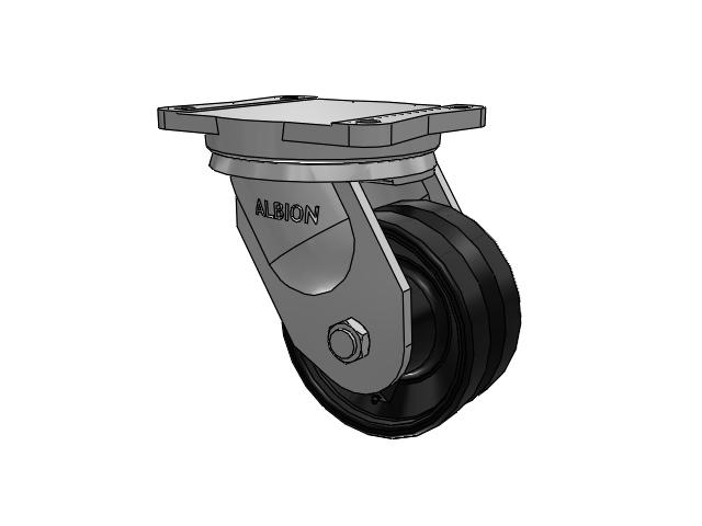94 Series BBL Caster with 6 x 3 Flat Black Paint VM - Ductile V-Groove Wheel
