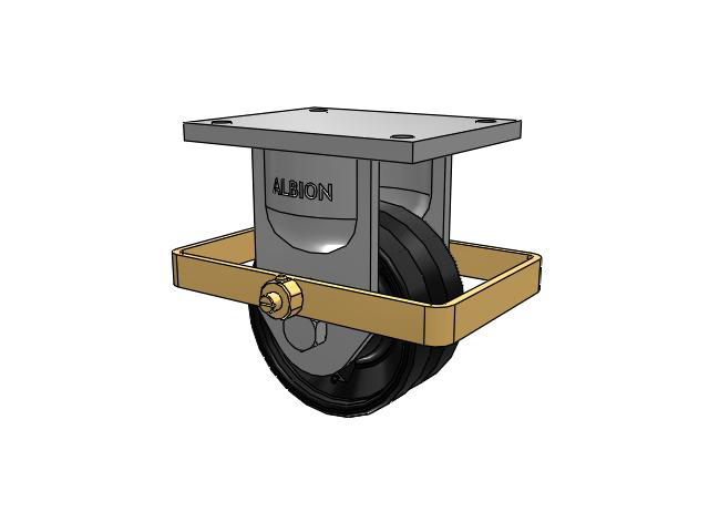 94 Series TRL Top Plate Rigid Caster with 6 x 3 Flat Black Paint VM - Ductile V-Groove Wheel and Wrap Around Brake