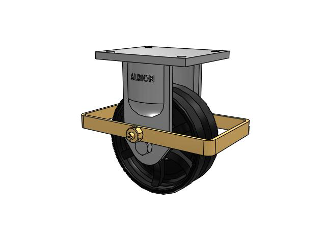 94 Series TRL Top Plate Rigid Caster with 8 x 3 Flat Black Paint VM - Ductile V-Groove Wheel and Wrap Around Brake