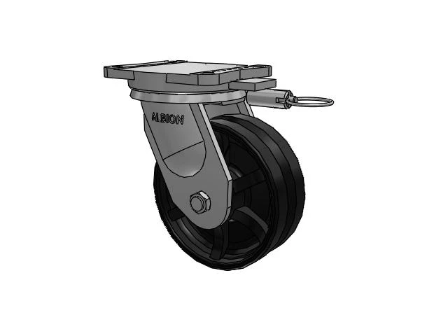 94 Series BBL Caster with 8 x 3 Flat Black Paint VM - Ductile V-Groove Wheel
