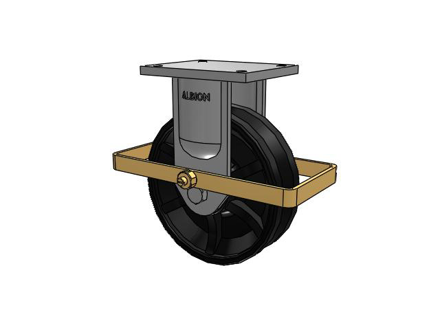 94 Series TRL Top Plate Rigid Caster with 10 x 3 Flat Black Paint VM - Ductile V-Groove Wheel and Wrap Around Brake