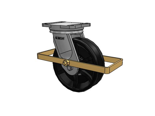 94 Series TRL Top Plate Swivel Caster with 10 x 3 Flat Black Paint VM - Ductile V-Groove Wheel and Wrap Around Brake