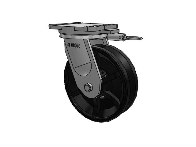 94 Series TRL Top Plate Swivel Caster with 10 x 3 Flat Black Paint VM - Ductile V-Groove Wheel
