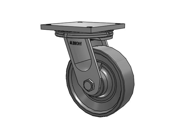 95 Series TRL Top Plate Swivel Caster with 10 x 3 Clear Coat Enamel FH - Drop-Forged Steel (Large Bore) Wheel