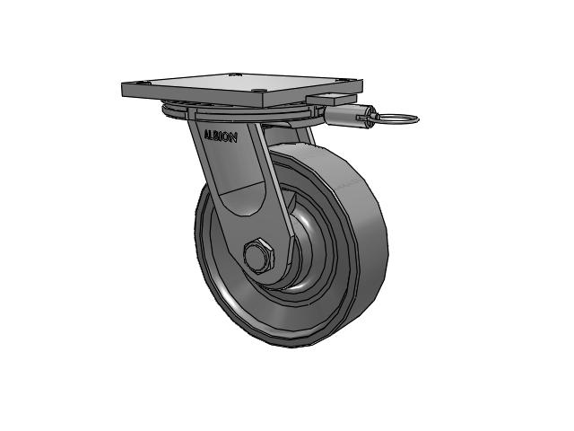 95 Series TRL Top Plate Swivel Caster with 10 x 3 Clear Coat Enamel FH - Drop-Forged Steel (Large Bore) Wheel